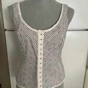 INTUITIONS Cotton Tank, Crochet Edging, Size S